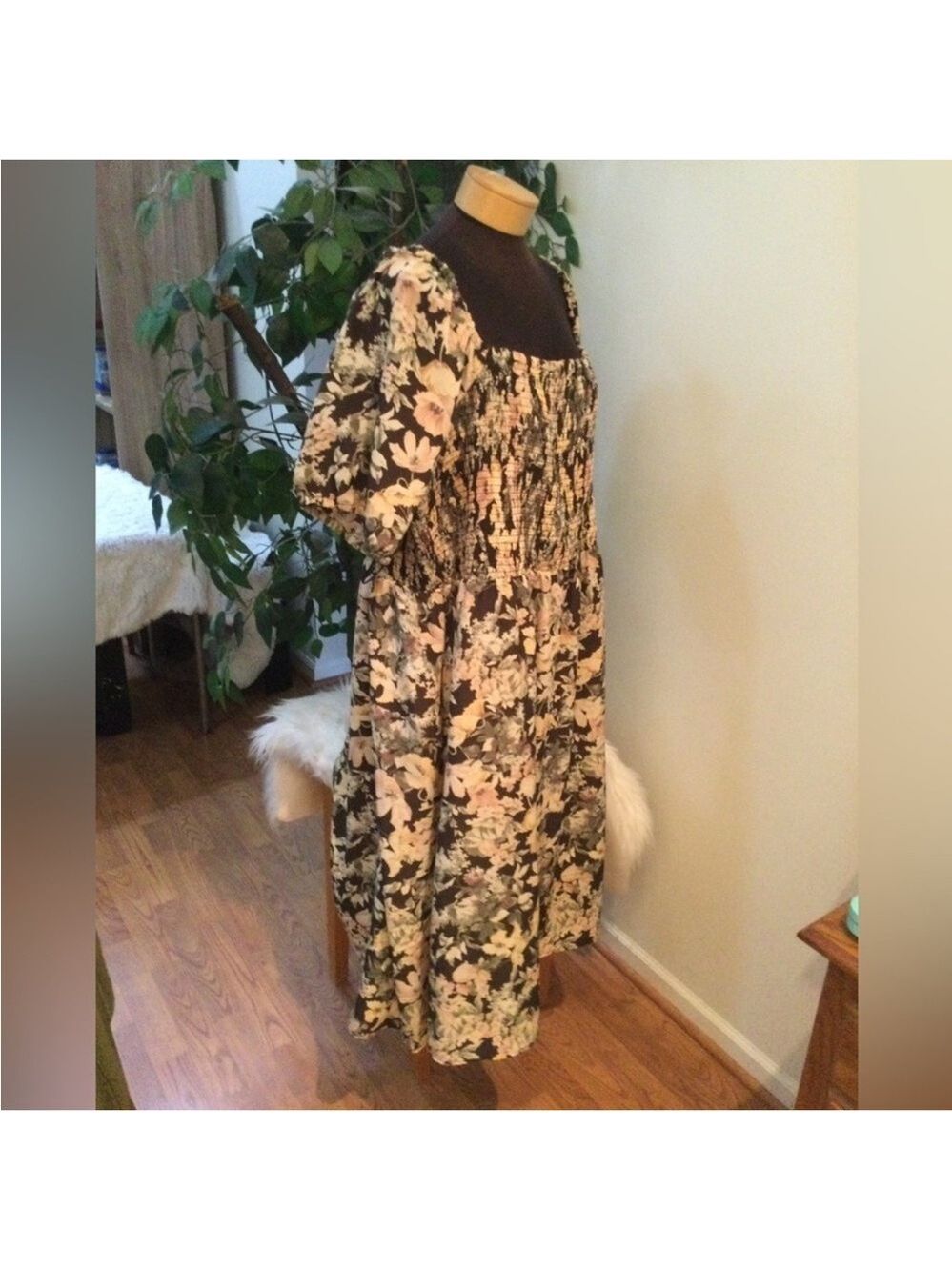 Maurice’s floral square neckline short sleeve midi dress Woman’s 3X - Picture 12 of 13